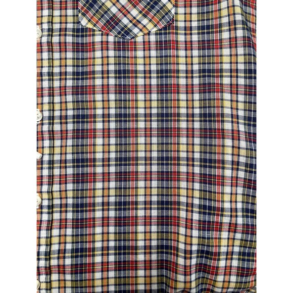 Levi's Vintage Button Down Shirt 1980s 80s Rainbow Plaid Long Sleeve Size Medium - Picture 4 of 6